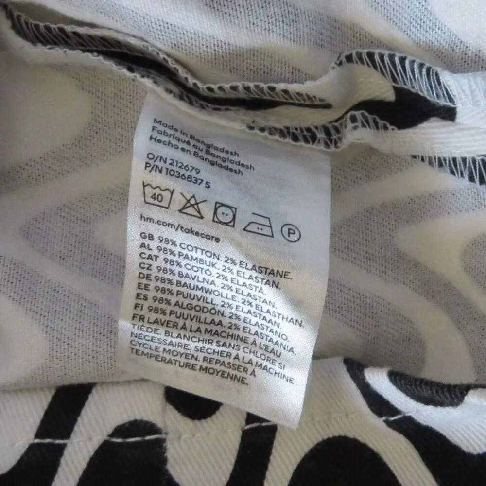 H&M Divided Women's Retro Trippy Denim Striped Mini Dress Black White 8 EUC - Picture 7 of 7